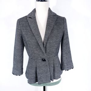 Anthro. Tabitha Black and White Peplum Jacket